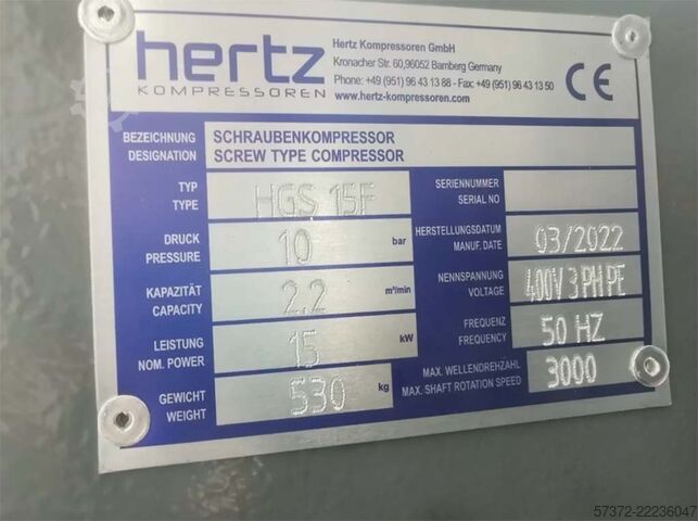 Compresor de tornillo Hertz HGS 15F