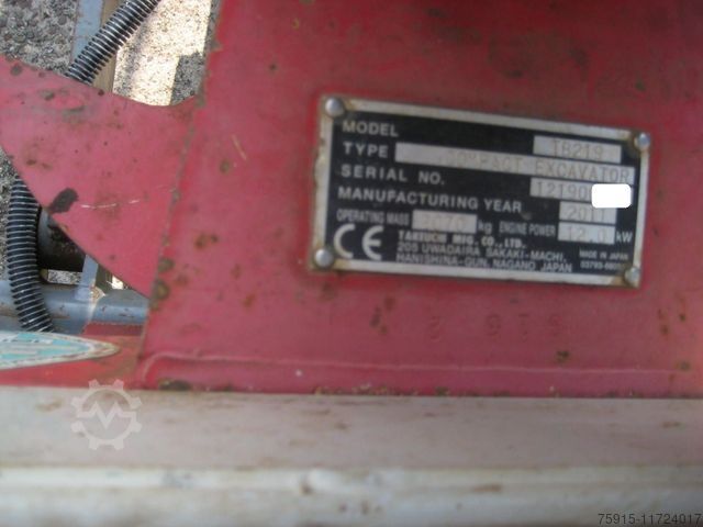 Minigrafa TAKEUCHI TB 219 mit Vollkabine / 2685 Stunden / 2070 kg
