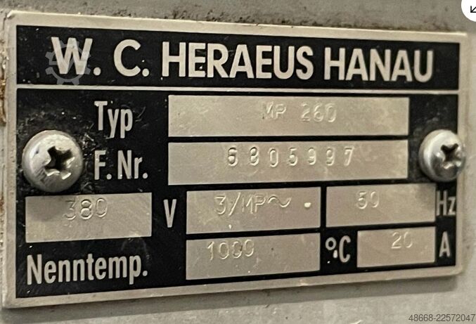 Furra e shuarjes (glühofen), furra e fortësimit (härteofen), furra (ofen) Heraeus MR 260