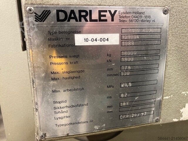 ベンダープレス DARLEY EHP 150 43A/37