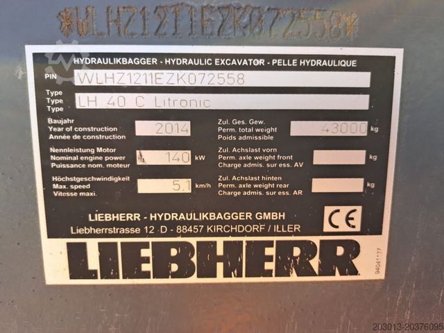 Chain excavator LIEBHERR LH40C Litronic Industry Long reach 43 Ton