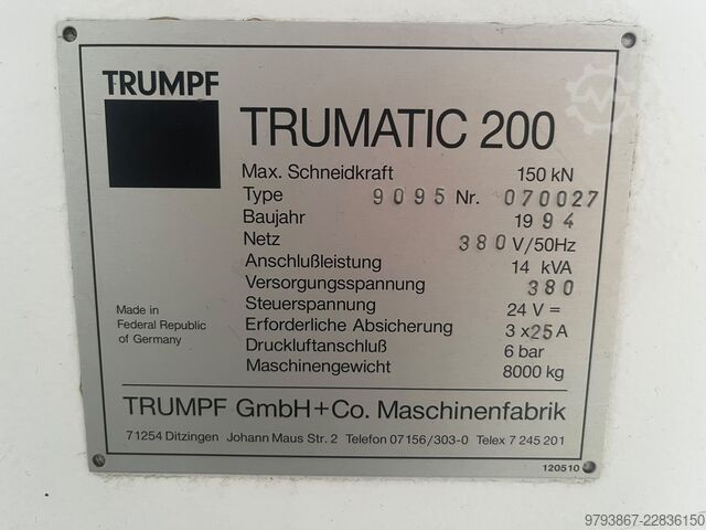 Punzonadora TRUMPF TRUMATIC 200