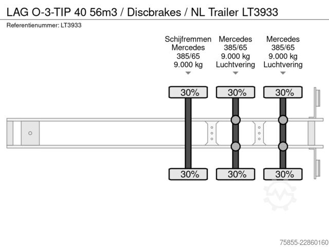Benne LAG O-3-TIP 40 56m3 / Discbrakes / NL Trailer
