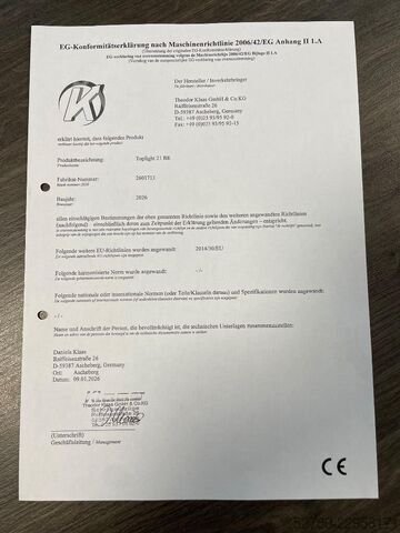 Plataforma telescópica Klaas Toplight 21 BE