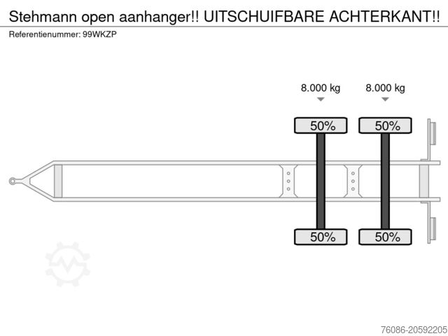 Iekraušanas platforma Stehmann open aanhanger!! UITSCHUIFBARE ACHTERKANT!!