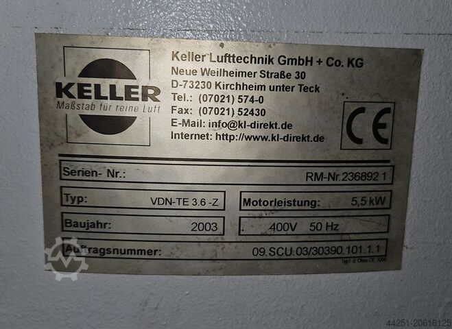 Nass-Entstaubungsanlage Nassabscheider Keller Lufttechnik VDN-TE 3.6 -Z