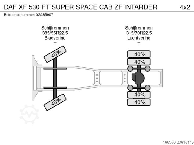 Standard-Traktor DAF XF 530 FT SUPER SPACE CAB ZF INTARDER