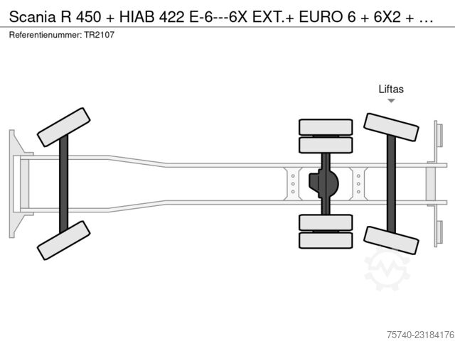  Scania R 450 + HIAB 422 E-6---6X EXT.+ EURO 6 + 6X2 + ...