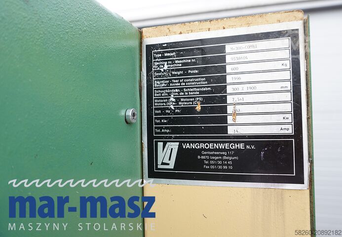 ماكينة صنفرة ذات حزام عريض من خلال التغذية Vangroenweghe  M-300 COMBI 