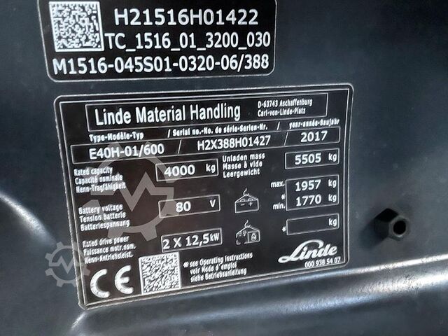 전동 4륜 지게차 Linde E 40 H-01/600