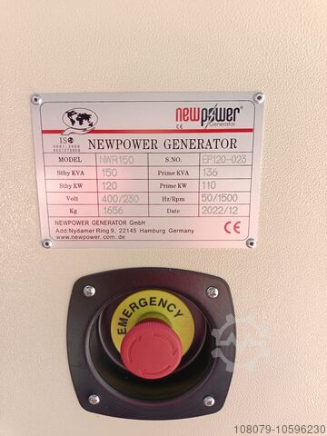 135kVA noodstroomaggregaat dieselaggrega Newpower Generator Stromaggregat NWR150 Notstrmaggregat Diesel Generator