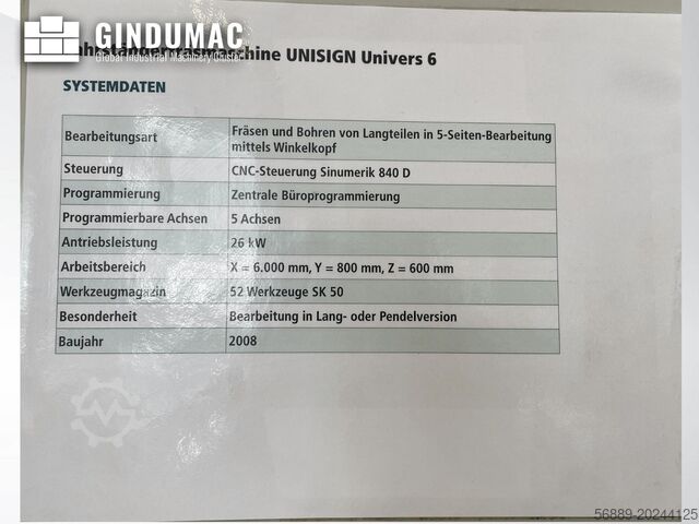 Függőleges megmunkáló központ Unisign UNIVERS 6