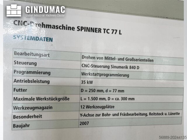 Horizontal Turning Machine SPINNER TC 77