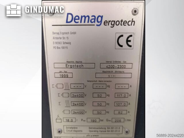 Máquina de moldeo por inyección hidráulica DEMAG Ergotech 4200-2300