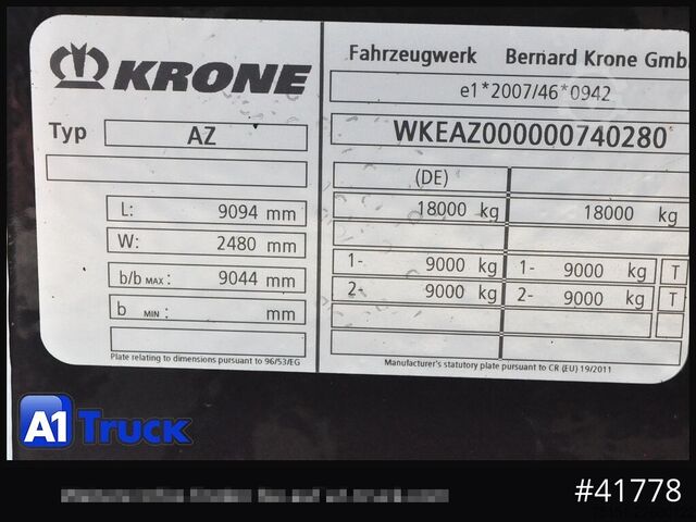 Tovorno vozilo za posebne namene KRONE AZW 18, Reifen 85%, TÜV 02/2027,