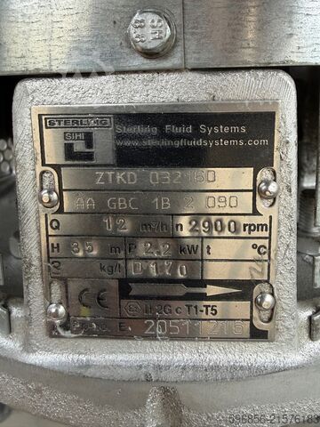 Sterling SIHI ZTKD 032160 2,2 kW 12 m³/h Sterling SIHI ZTKD 032160 2.2kW 12m³/h Sterling SIHI ZTKD 032160 2.2kW 12m³/h