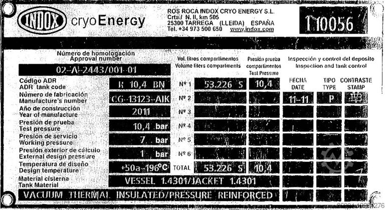 Tankwagen INDOX LNG Methan Gas Cryogenic Semi-trailer