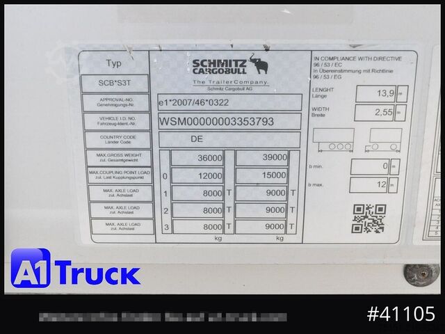 Atvira puspriekabė su tentu SCHMITZ SD Tautliner, Code XL, verzinkt, Liftachse