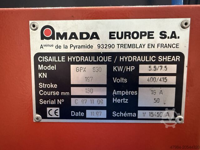 Hydraulic plate shears AMADA GPX 630