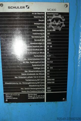 Αυτόματη διάτρηση - διπλή στήλη Schuler MC4000