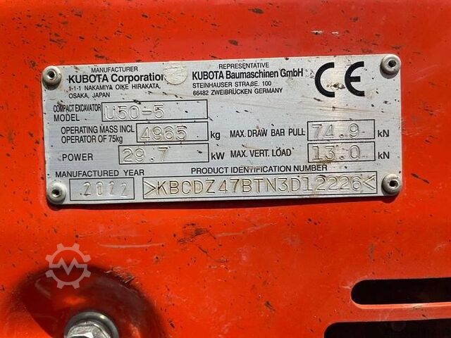 Excavadora sobre orugas Kubota U50-5