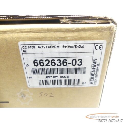 Heidenhain component Heidenhain CC 6106 Regeleinheit ID: 662636-03 SN: 637 621 055 B --