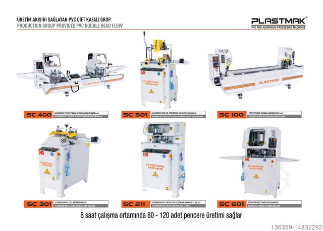 مجموعة الماكينات ذات الرأس المزدوج PVC PLASTMAK PVC ALÜMİNYUM İŞLEME MAKİNALARI PVC ÇİFT KAFALI MAKİNE SETİ