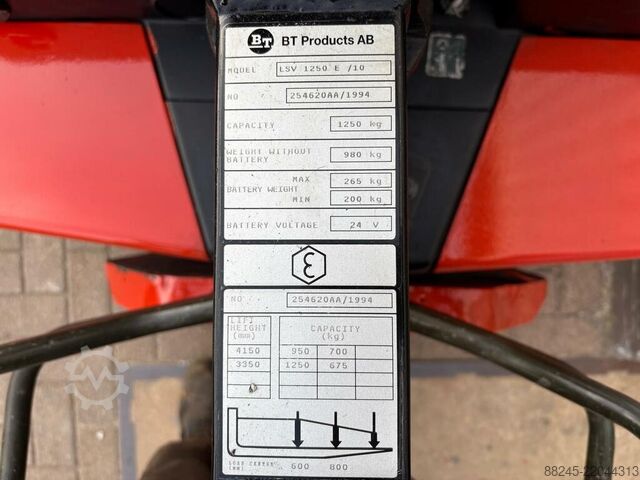 VS-22929 电动三节门架堆高车 BT LSV1250 BT LSV 1250 E