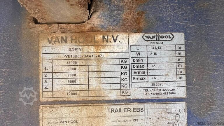 플랫폼 트레일러 Van Hool 3B0073 (ALU SIDEBORDS / DRUM BRAKES / FREINS TA...