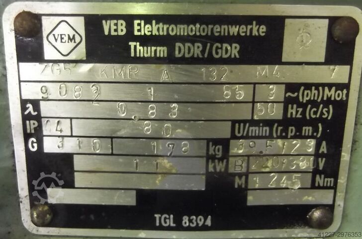 Двигатель редуктора 11 кВт 80 об/мин VEM ZG5-KMRA132M4