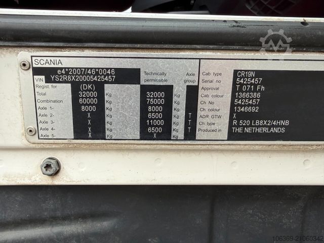 Autocarro ribaltabile SCANIA R520 8x2/4 Euro 6 Tipper med EcoTop