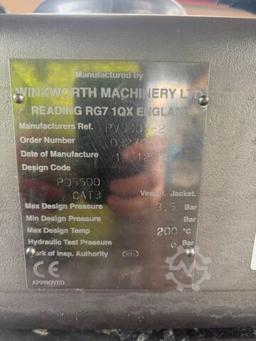 Tangki proses stainless steel Winkworth PV3000 bekas, kapasitas 3.000 liter WINKWORTH PV3000