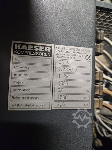 Vidali kompresör 37 kW 6,1 m³/dak KAESER BS61 37kw 6,1m3/min 7,5bar. 