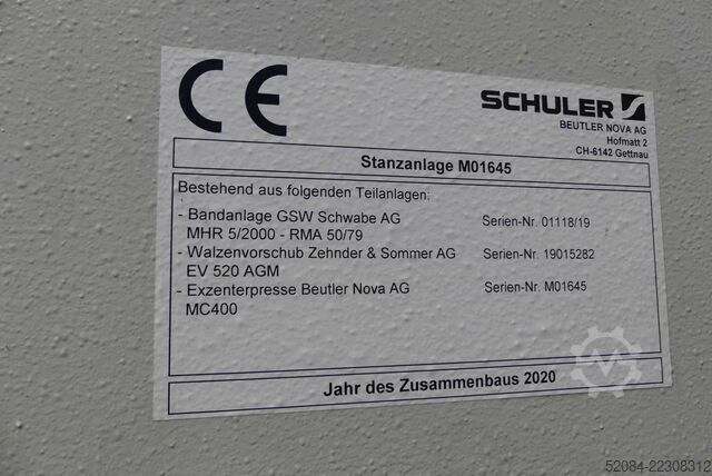 SCHULER eksentrik press MC 400 SCHULER Exzenterpresse MC400