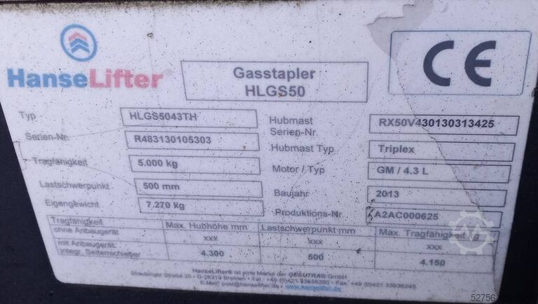 Gabelstapler Hanselifter HLGS 5043TH