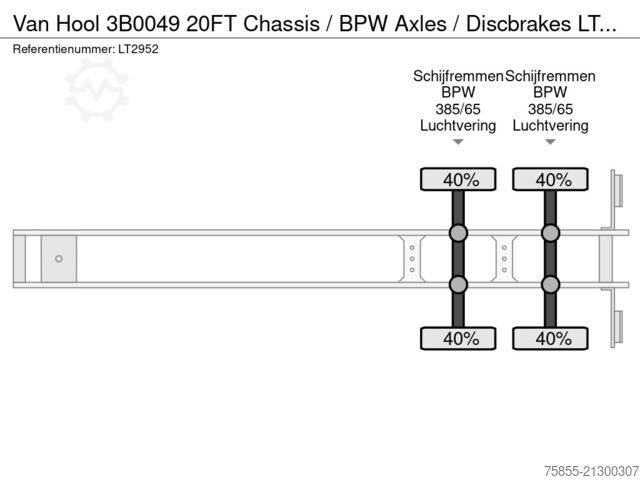 Konteineru pārvadājumi Van Hool 3B0049 20FT Chassis / BPW Axles  / Discbrakes