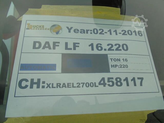 Transport frigorifique DAF LF 220 + CARRIER SUPRA 850 + 16T + EURO 6