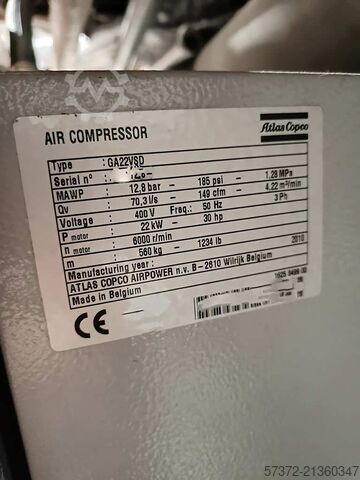 מדחס Atlas Copco GA 22 VSD FF
