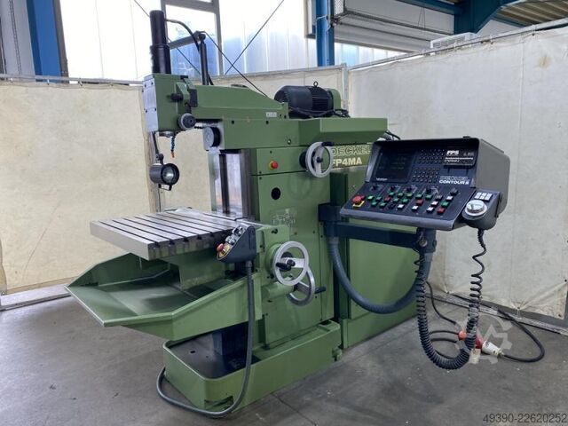 CNC Fräsmaschine, Werkzeugfräsmaschine mit Handrädern und Bahnsteuerung GRUNDIG Contur 2, Fräsmaschi DECKEL FP 4 MA