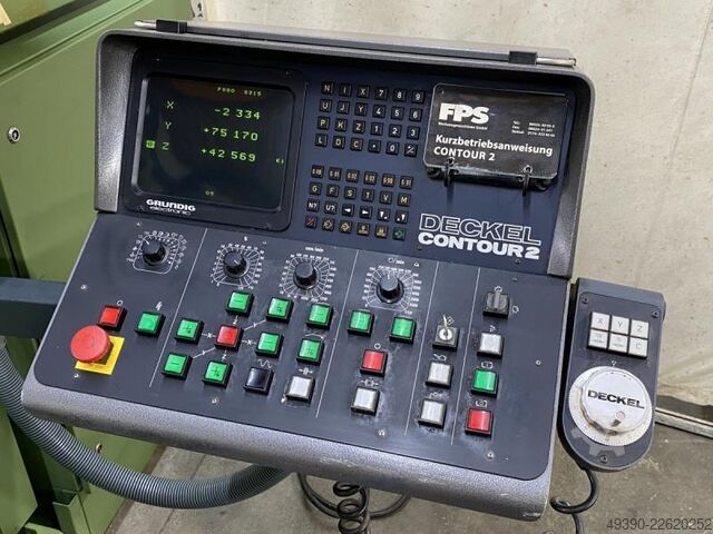 CNC Fräsmaschine, Werkzeugfräsmaschine mit Handrädern und Bahnsteuerung GRUNDIG Contur 2, Fräsmaschi DECKEL FP 4 MA