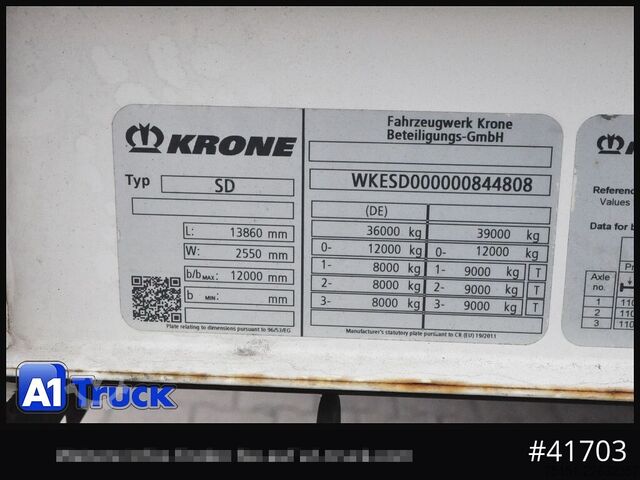 Otvorený náves s plachtou KRONE SD, Tautliner Mega,1 Vorbesitzer,