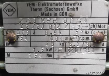 Moteur à engrenages 1,5 kW 40 tr/min VEM ZG3KPR80G4