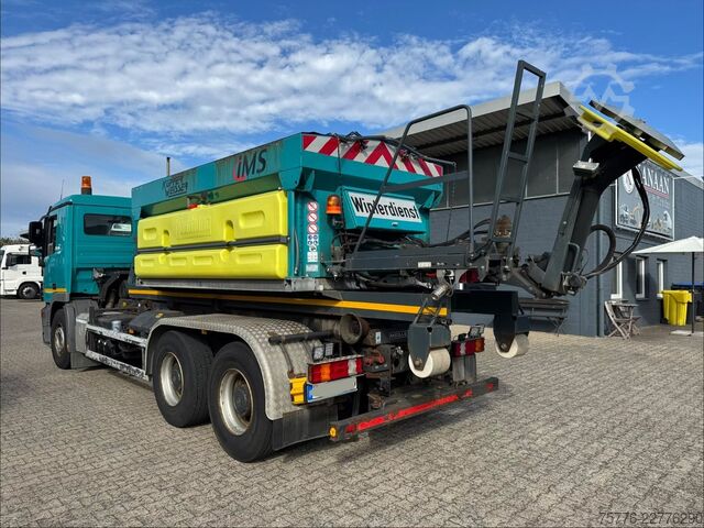 Camión portacontenedores de gancho MERCEDES-BENZ 2632 Actros 6x4 Meiller Abroller KRAN Salzstreu