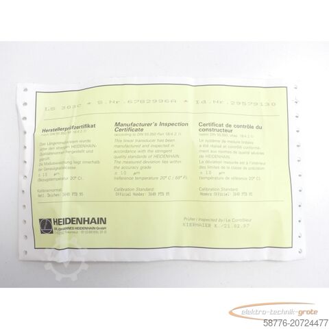 Heidenhain component Heidenhain LS 303C ML1140 . 295 791 30 SN6782996A + AE LS 30C - ungeb.! -