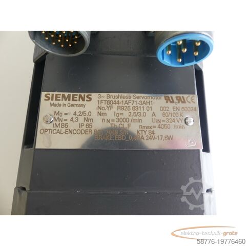 Vadības bloks Siemens 1FT6044-1AF71-3AH1 3~Permanent-Magnet-Motor SN: YFR9256311 01 002
