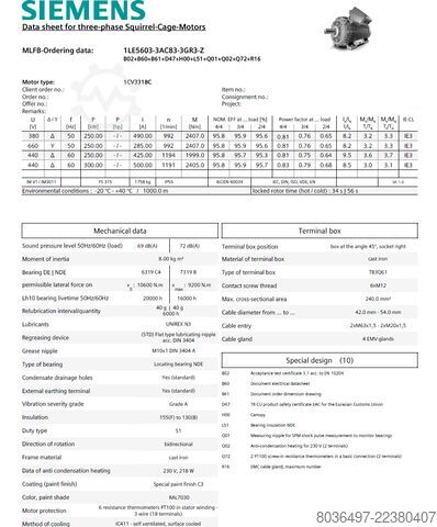  SIEMENS 1LE5603-3AC83-3GR3-Z_250kW