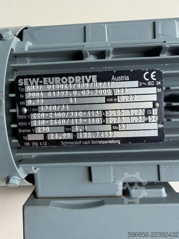 SEW-EURODRIVE DT80K4/BH6/HR/TF 0,55 kW 54 omdr./min med bremse – pris pr. stk. SEW-EURODRIVE DT80K4/BH6/HR/TF 0,55 kW 54 obr./min z hamulcem – cena za 1 szt. SEW-EURODRIVE DT80K4/BH6/HR/TF 0,55 kW 54 obr./min z hamulcem – cena za 1 szt.