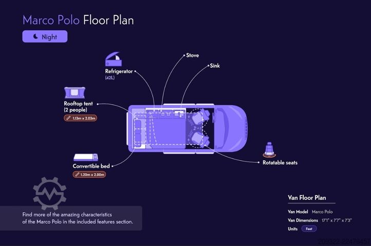 Xe caravan/xe cắm trại Mercedes Marco Polo 2022 | Cambio automatico | Tetto a soffietto