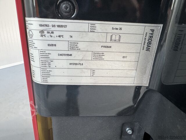 P 3.0 * Atex EX * Pyroban 2G / Z1 * بطارية جديدة !! HYSTER P 3.0 * Atex EX * Pyroban 2G / Z1 * NEW battery !!