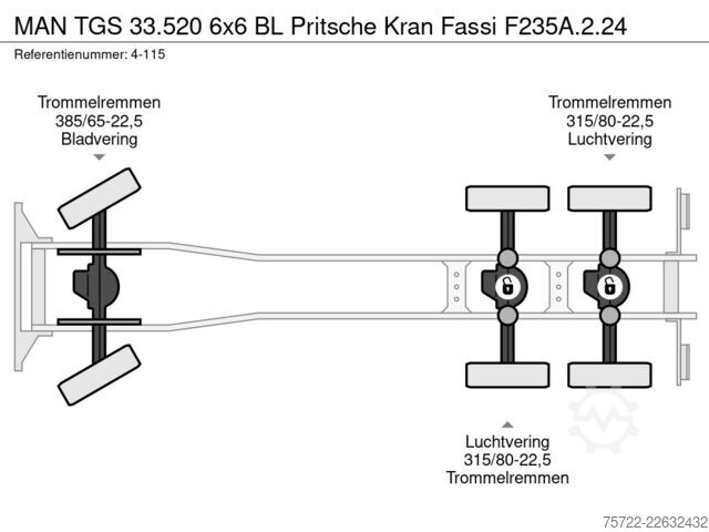 Loading platform MAN TGS 33.520 6x6 BL Pritsche Kran Fassi F235A.2.24